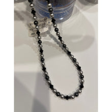 Load image into Gallery viewer, Black Austrian Crystals & Gray Pearls 18.75” Handcrafted Beaded Necklace