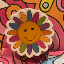 Load image into Gallery viewer, Retro 1970's Flower Stickers - Groovy Neon Smiling Flower 2.0" x 2.0" Die Cut