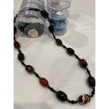 Load image into Gallery viewer, Black Onyx Sordorax Jet Black Crystals - Handcrafted Crystal Beaded 22" Necklace
