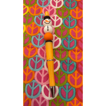 Load image into Gallery viewer, Snowman beaded pen with a Custom Handmade Beaded Pen