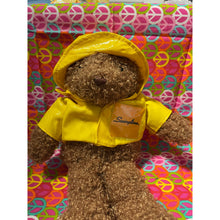 Load image into Gallery viewer, Yellow Rain Gear Swingline Curly Teddy Bear Plush Stuffed Animal