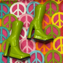 Load image into Gallery viewer, Bratz Footwear  Lime Green Platform Boots Dynamite Dance Fashion pack