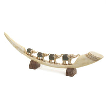 Load image into Gallery viewer, Green Elephant Tusk Family Figurine Polystone 1.75" W x 4.50" H x 15.50" L