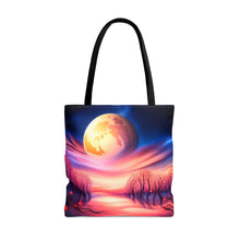 Load image into Gallery viewer, Full Moon Hearts Red Skies Series #7 Tote Bag AI Artwork 100% Polyester