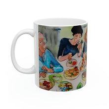 Load image into Gallery viewer, Family Dinner in Watercolors Ceramic 11oz AI Decorative Mug