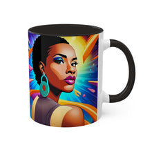 Load image into Gallery viewer, Colors of Africa Pop Art Colorful #12 AI 11oz Black Accent Coffee Mug