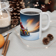 Load image into Gallery viewer, Motorcycling Santa Red Gift Sack 11 oz Ceramic Mug Package Delivery Wrap-a-round #4