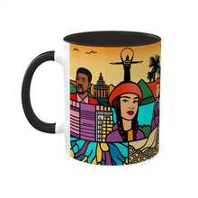 Load image into Gallery viewer, Colors of Africa Pop Art Black Colorful #26 AI 11oz Black Accent Coffee Mug
