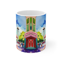 Load image into Gallery viewer, At the Cafe Space Needle Seattle Washington  #17 Mug 11oz mug AI-Generated Artwork