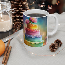 Load image into Gallery viewer, Happy Birthday Rainbow Cake Celebration #31 Ceramic 11oz Mug AI-Generated Artwork