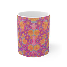 Load image into Gallery viewer, Pink Floral Flowers in Pink & Purple Pattern Ceramic Mug 11oz Design Wrap-a-round