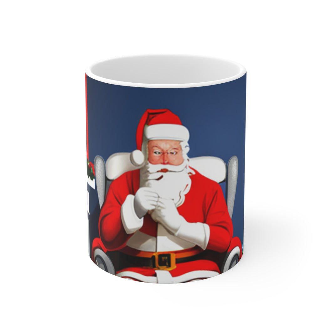 Merry Christmas Santa Fire Place Ceramic Mug 11oz Design #4 wrap-a-round