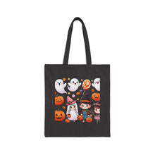 Load image into Gallery viewer, Trick-or-Treat Halloween Kids Witch Bride Cotton Canvas Tote Bag 15" x 16" Spooky Ghost, Jack-O-Lantern,  Candy Cones Candy