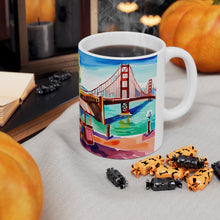 Load image into Gallery viewer, At the Cafe Golden Gate Bridge California #19 Mug 11oz mug AI-Generated Artwork