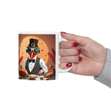 Load image into Gallery viewer, Thanksgiving Moonlight Turkey All Dressed up and Nowhere to Go Ceramic Mug 11oz Design #7 Mirrored Images