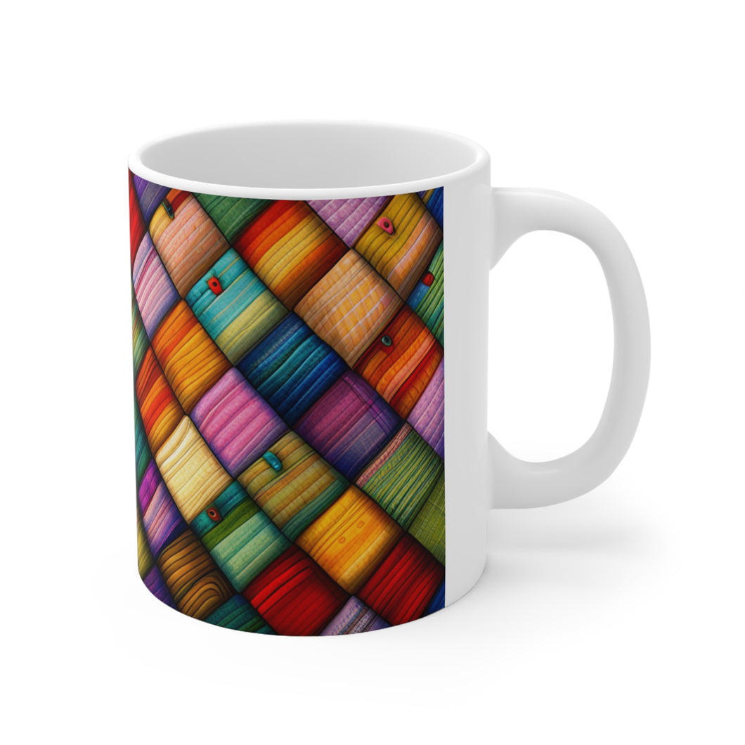 Old Fashion Quilted Yarn Pattern #4 Mug 11oz mug AI-Generated Artwork