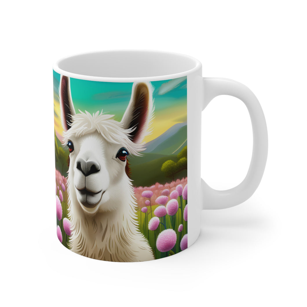 Good Vibes Cute Llama Funny #8 Ceramic 11oz Mug AI-Generated Artwork
