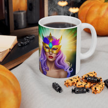Load image into Gallery viewer, Mardi Gras Mask Ribbon #5 Mug AI-Generated Artwork 11oz mug
