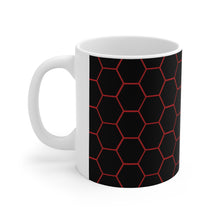 Load image into Gallery viewer, Beehive Honeycomb Pattern Red & Black Ceramic Mug 11oz Design Wrap-a-round