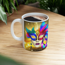 Load image into Gallery viewer, Mardi Gras Mask Ribbon #7 Mug AI-Generated Artwork 11oz mug