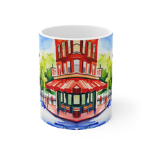 Load image into Gallery viewer, At the Cafe Space Needle Seattle Washington   #15 Mug 11oz mug AI-Generated Artwork