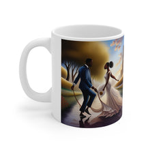 Load image into Gallery viewer, Traditional African American Culture White Dress Bride and Groom Jumping the Broom Ceremony Ceramic Mug 11oz AI Generated Image