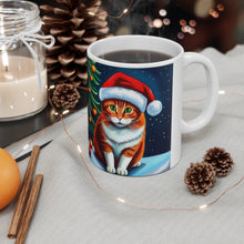 Load image into Gallery viewer, Fancy Tabby Kitty Christmas Vibes Ceramic Mug 11oz Design #2 Mirror