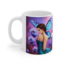 Load image into Gallery viewer, September Sapphire Amethyst Birth Month Colors Fairies & Butterflies #1 Mug 11oz mug AI-Generated Artwork