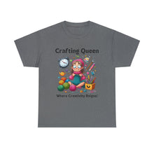 Load image into Gallery viewer, Crafting Queen: Where Creativity Reigns, Knitting 100% Cotton Classic T-shirt