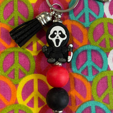 Load image into Gallery viewer, Scream keychain with white ghost Custom Handmade Bead Bar About 3" Long