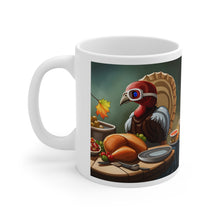 Load image into Gallery viewer, Thanksgiving Take Flight Turkey All Dressed up and Nowhere to Go Ceramic Coffee Mug Design #1 Left Right