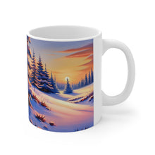 Load image into Gallery viewer, Winter Scene Setting Sun Snow and Trees #6 11 oz Ceramic Mug AI Generated Image