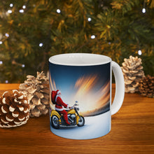 Load image into Gallery viewer, Motorcycling Santa Red Gift Sack 11 oz Ceramic Mug Package Delivery Wrap-a-round #4