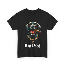 Load image into Gallery viewer, Big Dog Black Labrador Shirt, The Dog Life Black Labrador Cigar Gold Chain Crewneck T-Shirt
