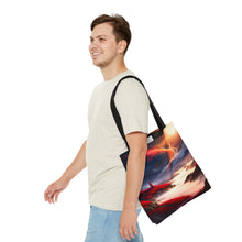 Load image into Gallery viewer, Waves Red Skies Series #2 Tote Bag AI Artwork 100% Polyester