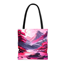 Load image into Gallery viewer, Mountain Love the Pink Heart Series #3 Tote Bag AI Artwork 100% Polyester