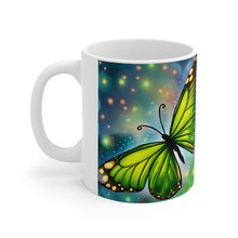 Load image into Gallery viewer, August Peridot Birth Month Colors Fairies & Butterflies #2 Mug 11oz mug AI-Generated Artwork