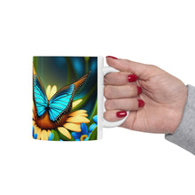 Load image into Gallery viewer, December Blue Topaz Birth Month Colors Fairies & Butterflies #3 Mug 11oz mug AI-Generated Artwork