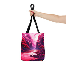 Load image into Gallery viewer, Mountain Love the Pink Heart Series #2 Tote Bag AI Artwork 100% Polyester