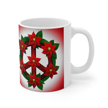 Load image into Gallery viewer, Peace & Poinsettias #2 Holiday Mug 11oz mug AI-Generated Artwork