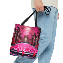 Load image into Gallery viewer, Cathedral of Love filled with Pink Heart Series Tote Bag AI Artwork 100% Polyester #8