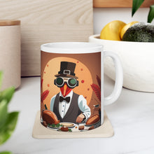 Load image into Gallery viewer, Thanksgiving Moonlight Turkey All Dressed up and Nowhere to Go Ceramic Mug 11oz Design #7 Mirrored Images