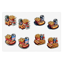 Load image into Gallery viewer, Hot Dog, Polish, Chicken Foodie Vinyl Sticker Sheets - 4 Foods/2 each 8pc Set