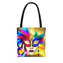 Load image into Gallery viewer, Mardi Gras Ribbon Mask #7 Tote Bag AI Artwork 100% Polyester