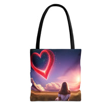 Load image into Gallery viewer, Kisses from Heaven Red Heart in Sky Tote Bag AI 100% Polyester #6