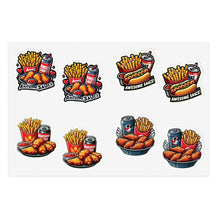 Load image into Gallery viewer, Hot Dog, Chicken Foodie Vinyl Sticker Sheets - 4 Foods/2 each 8pc Set