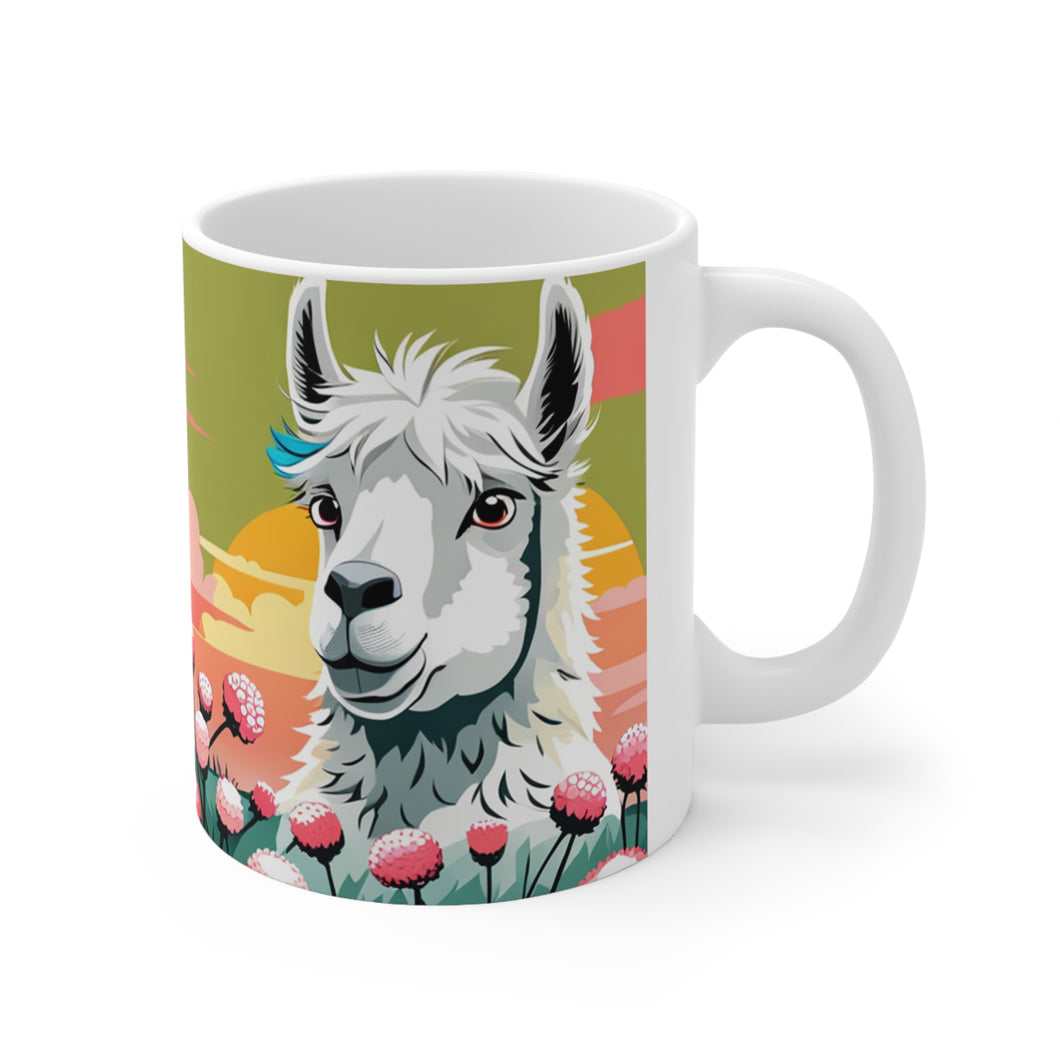 Good Vibes Cute Llama Funny #10 Ceramic 11oz Mug AI-Generated Artwork