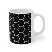 Load image into Gallery viewer, Beehive Honeycomb Pattern Black & White Ceramic Mug 11oz Design Wrap-a-round