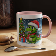 Load image into Gallery viewer, Mug Dinosaur Santa Hat Tree Star Holiday Coffee Cup 11, 15oz