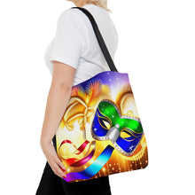 Load image into Gallery viewer, Mardi Gras Ribbon Mask #3 Tote Bag AI Artwork 100% Polyester
